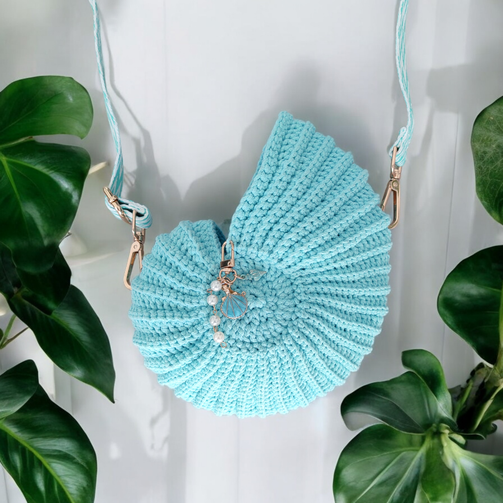 Amonit - torebka muszla niebieska 06