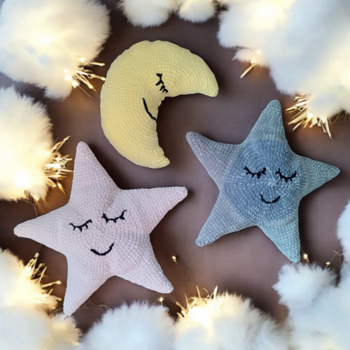 Księżyc i gwiazdy - zestaw pluszowych poduszek