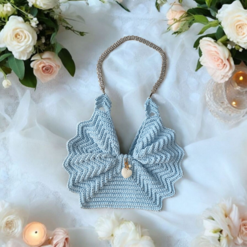 Szydełkowa torebka kokarda 07